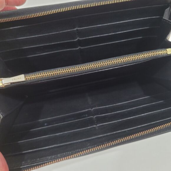 Celine Wallet Patent Leather Black Clutch Large Zip Around Multifunction Designe - Picture 3 of 9